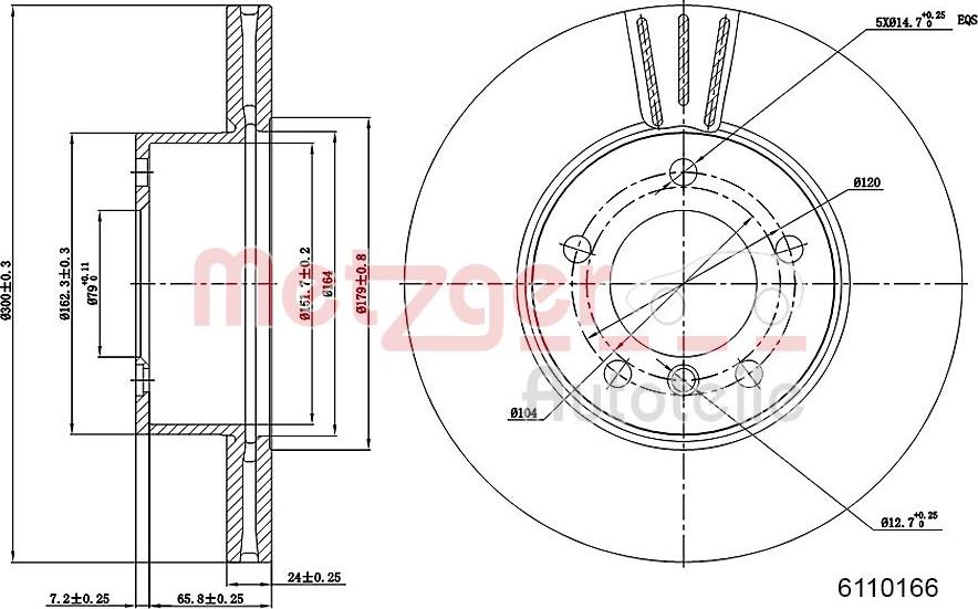 Metzger 6110166 - Тормозной диск autosila-amz.com