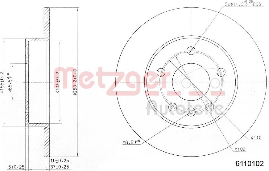 Metzger 6110102 - Тормозной диск autosila-amz.com