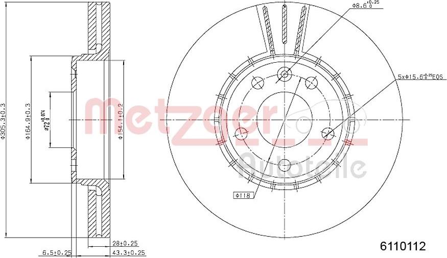 Metzger 6110112 - Тормозной диск autosila-amz.com