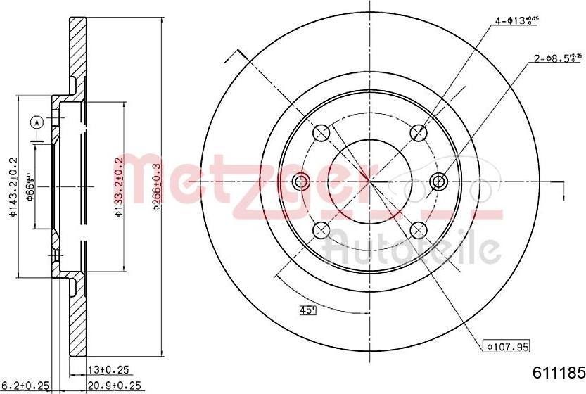 Metzger 6110185 - Тормозной диск autosila-amz.com