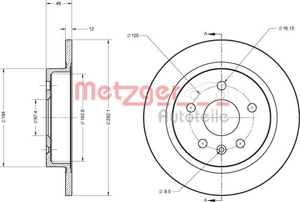 Metzger 6110188 - Тормозной диск autosila-amz.com