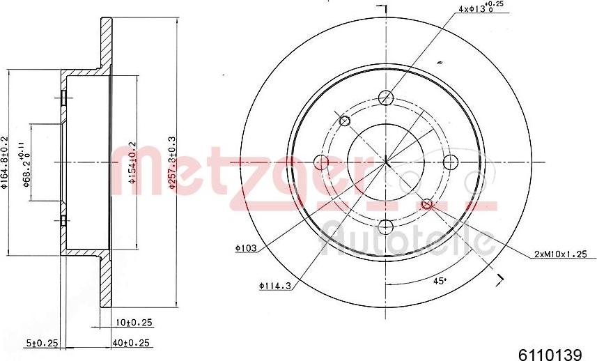 Metzger 6110139 - Тормозной диск autosila-amz.com