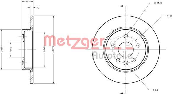 Metzger 6110130 - Тормозной диск autosila-amz.com