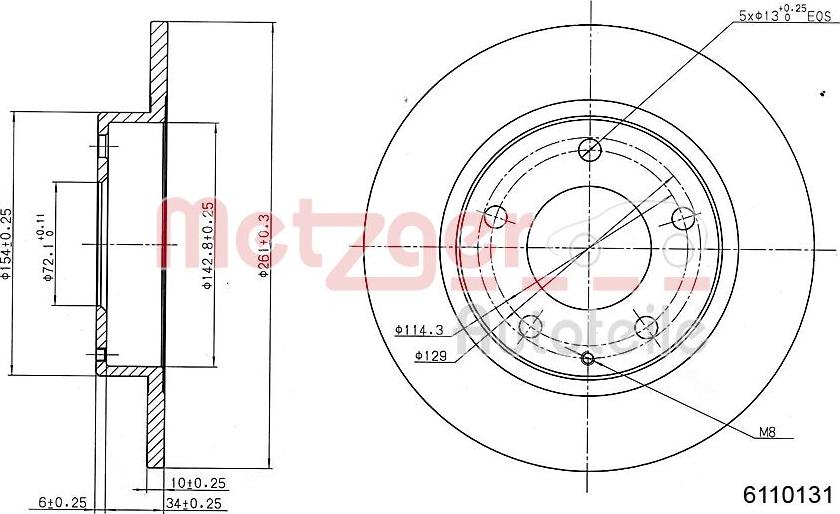 Metzger 6110131 - Тормозной диск autosila-amz.com