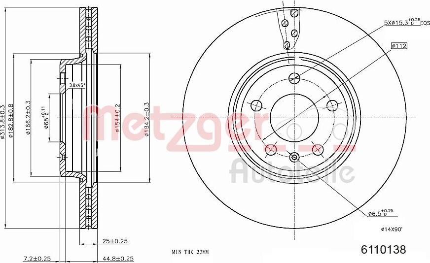 Metzger 6110138 - Тормозной диск autosila-amz.com