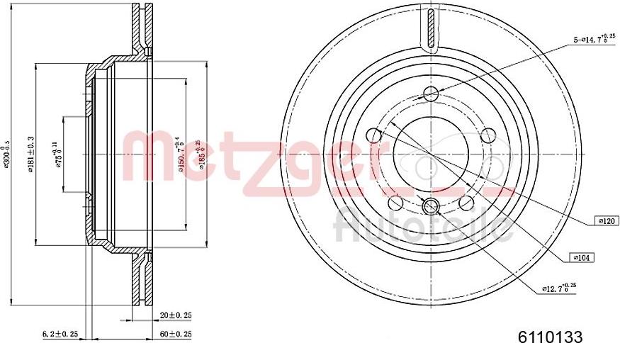 Metzger 6110133 - Тормозной диск autosila-amz.com