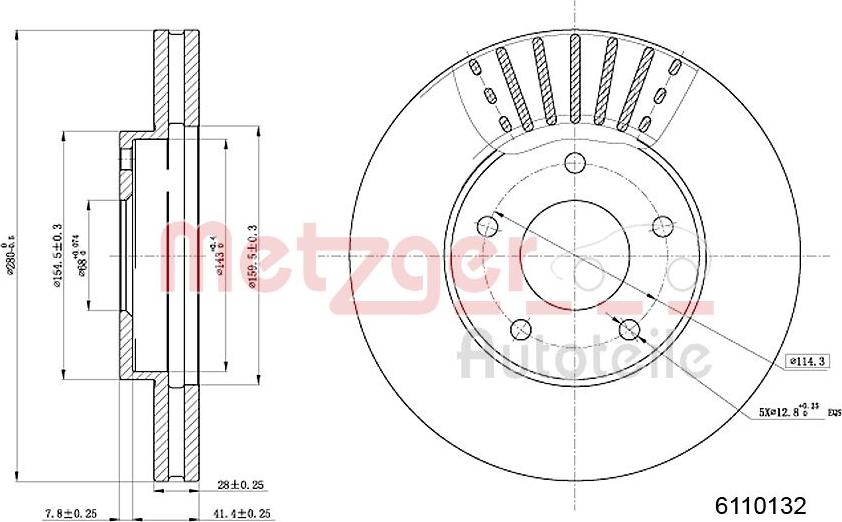 Metzger 6110132 - Тормозной диск autosila-amz.com