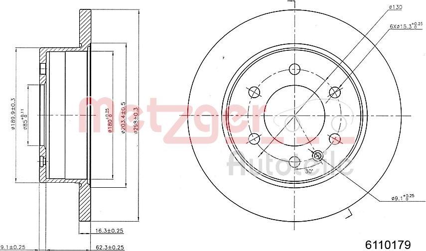 Metzger 6110179 - Тормозной диск autosila-amz.com