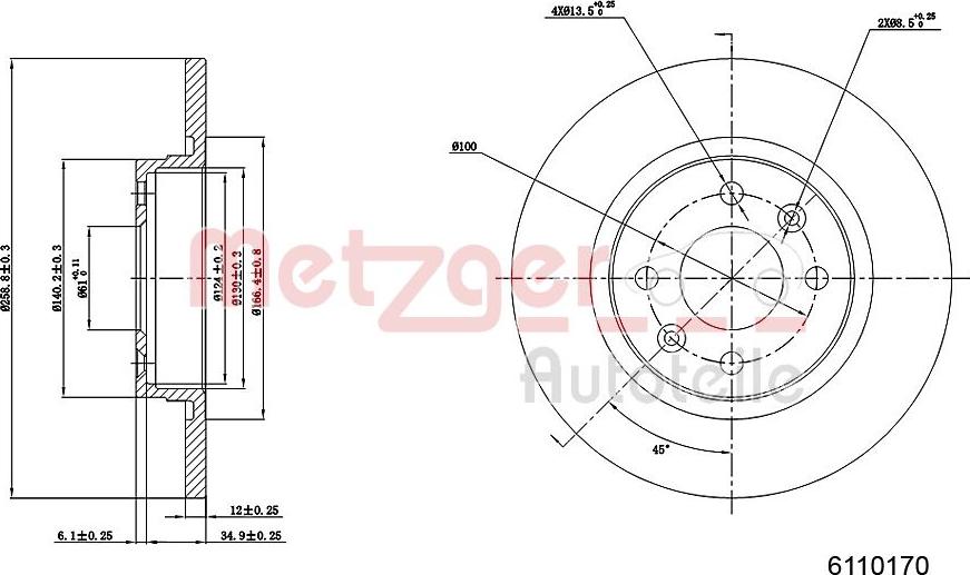Metzger 6110170 - Тормозной диск autosila-amz.com