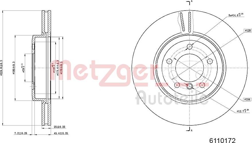 Metzger 6110172 - Тормозной диск autosila-amz.com