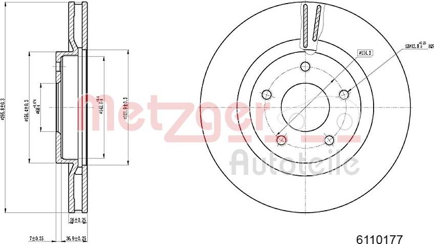 Metzger 6110177 - Тормозной диск autosila-amz.com