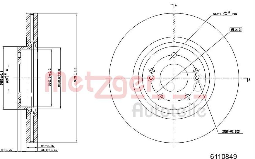 Metzger 6110849 - Тормозной диск autosila-amz.com