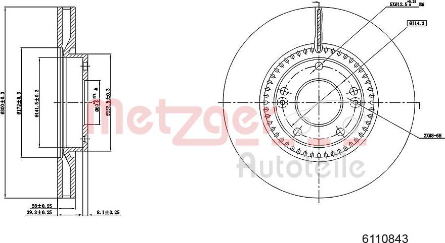 Metzger 6110843 - Тормозной диск autosila-amz.com