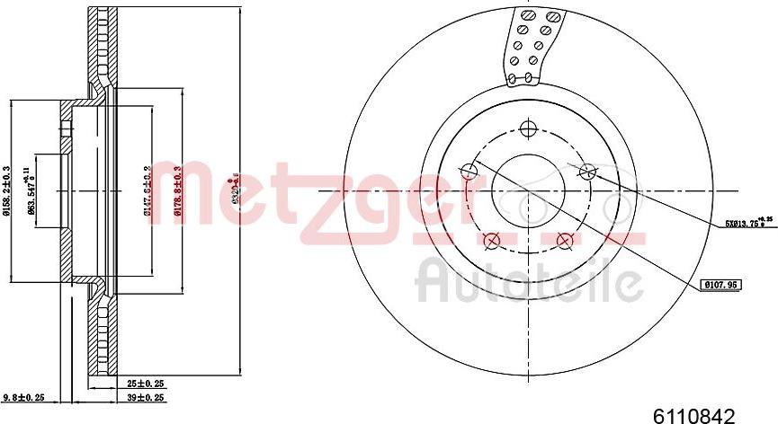 Metzger 6110842 - Тормозной диск autosila-amz.com