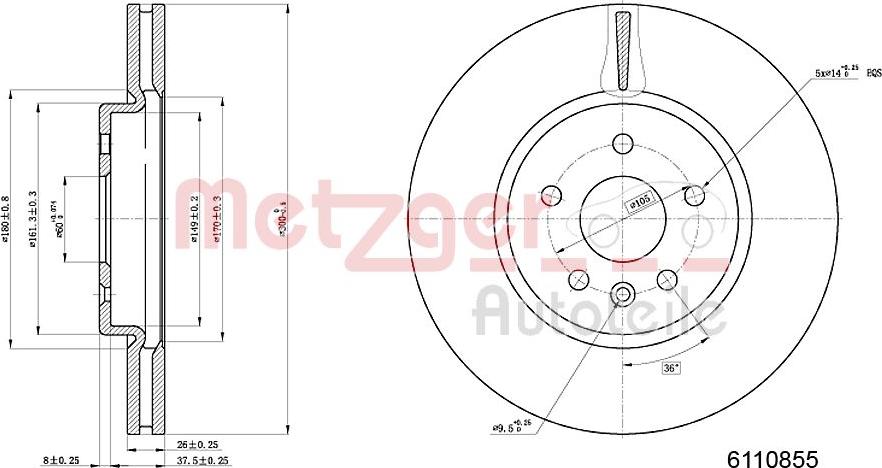 Metzger 6110855 - Тормозной диск autosila-amz.com