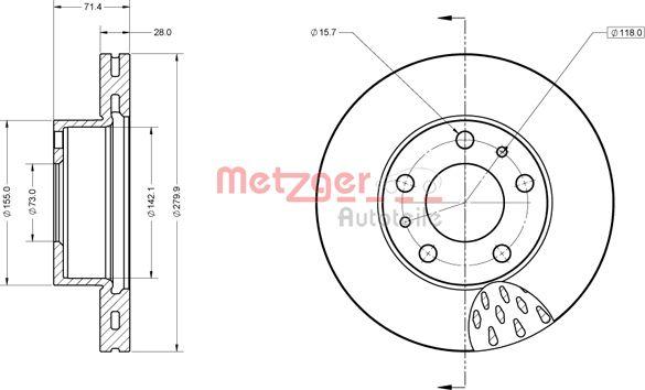 Metzger 6110851 - Тормозной диск autosila-amz.com