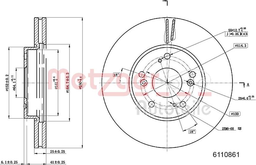 Metzger 6110861 - Тормозной диск autosila-amz.com