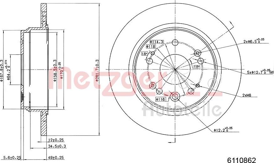 Metzger 6110862 - Тормозной диск autosila-amz.com