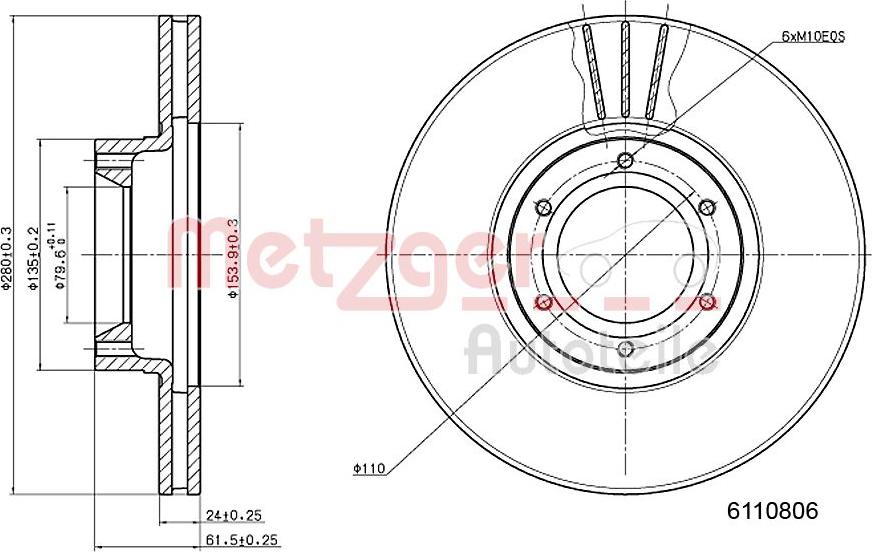 Metzger 6110806 - Тормозной диск autosila-amz.com