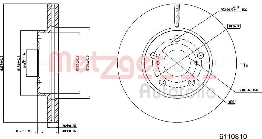 Metzger 6110810 - Тормозной диск autosila-amz.com