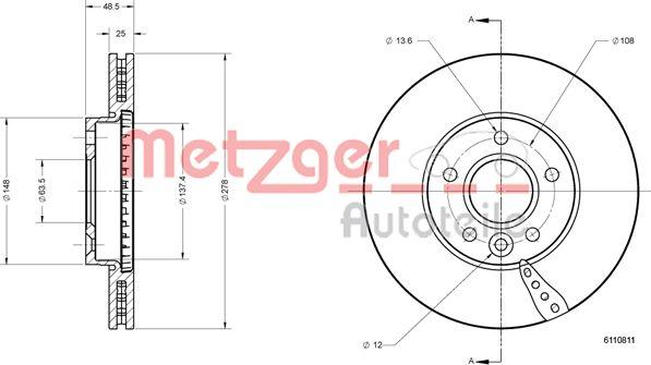 Metzger 6110811 - Тормозной диск autosila-amz.com