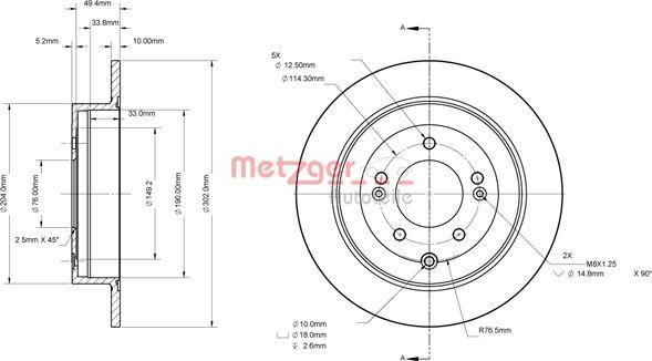 Metzger 6110879 - Тормозной диск autosila-amz.com