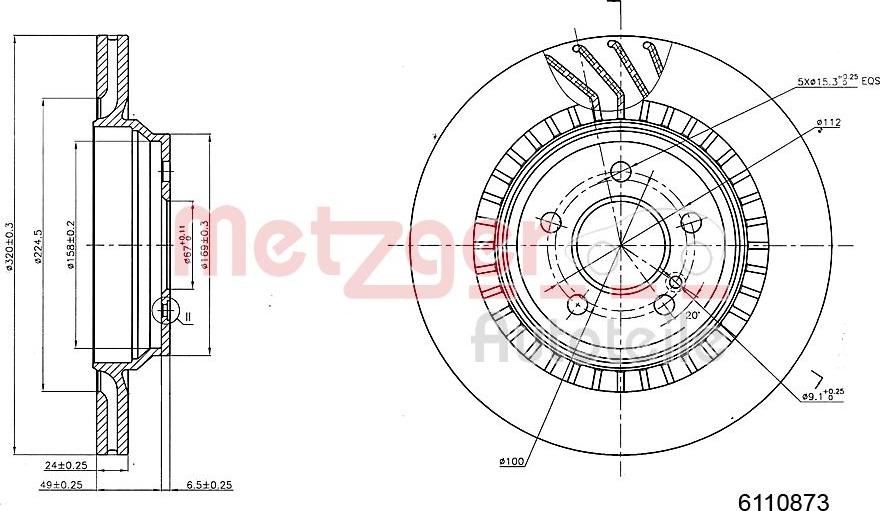 Metzger 6110873 - Тормозной диск autosila-amz.com