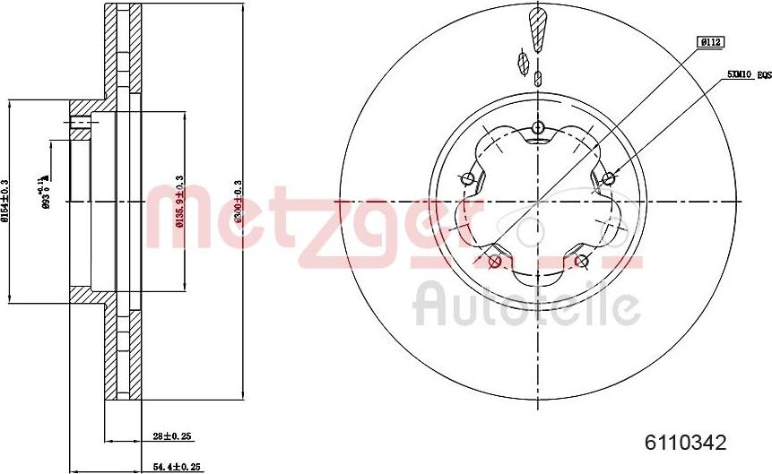 Metzger 6110342 - Тормозной диск autosila-amz.com