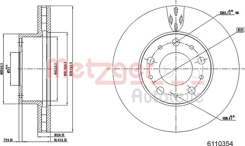 Metzger 6110354 - Тормозной диск autosila-amz.com