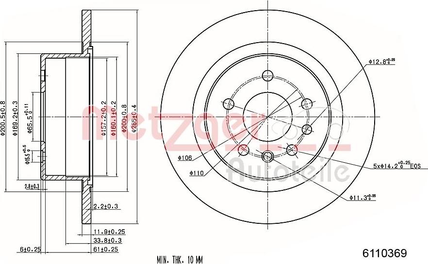 Metzger 6110369 - Тормозной диск autosila-amz.com