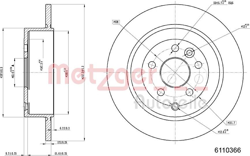 Metzger 6110366 - Тормозной диск autosila-amz.com