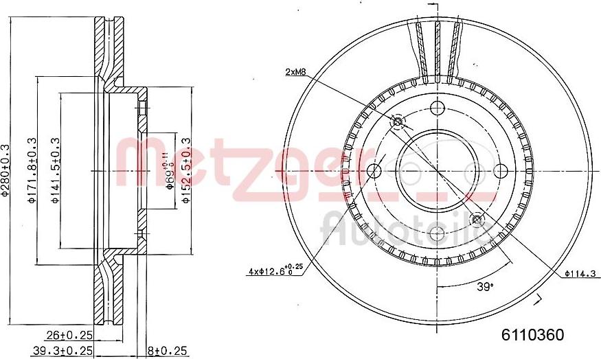 Metzger 6110360 - Тормозной диск autosila-amz.com