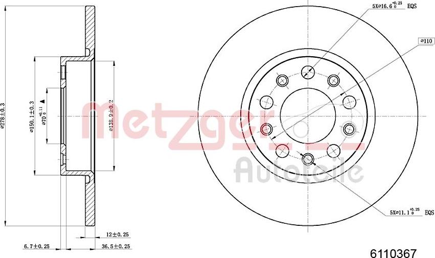 Metzger 6110367 - Тормозной диск autosila-amz.com