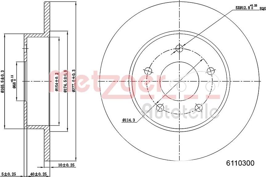 Metzger 6110300 - Тормозной диск autosila-amz.com