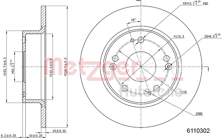 Metzger 6110302 - Тормозной диск autosila-amz.com