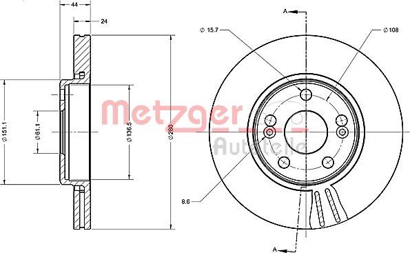 Metzger 6110386 - Тормозной диск autosila-amz.com