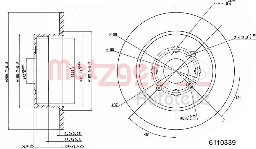 Metzger 6110339 - Тормозной диск autosila-amz.com