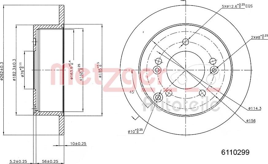 Metzger 6110299 - Тормозной диск autosila-amz.com