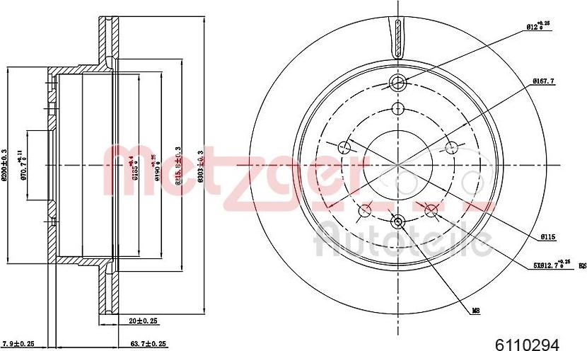 Metzger 6110294 - Тормозной диск ! \CHEVROLET, OPEL ANTARA A 2.0 CDTI 06>11, ANTARA A 2.0 CDTI 07>11, ANTARA A 2.0 autosila-amz.com