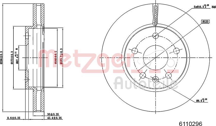 Metzger 6110296 - Тормозной диск autosila-amz.com