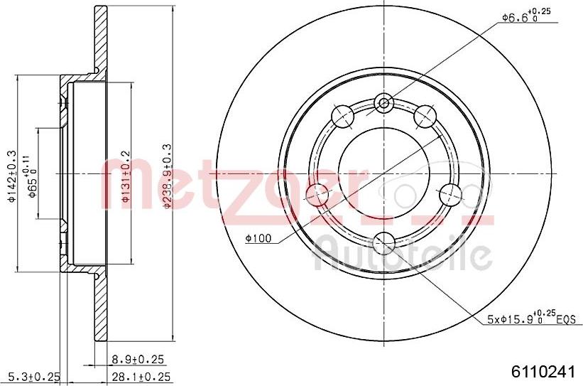 Metzger 6110241 - Тормозной диск autosila-amz.com