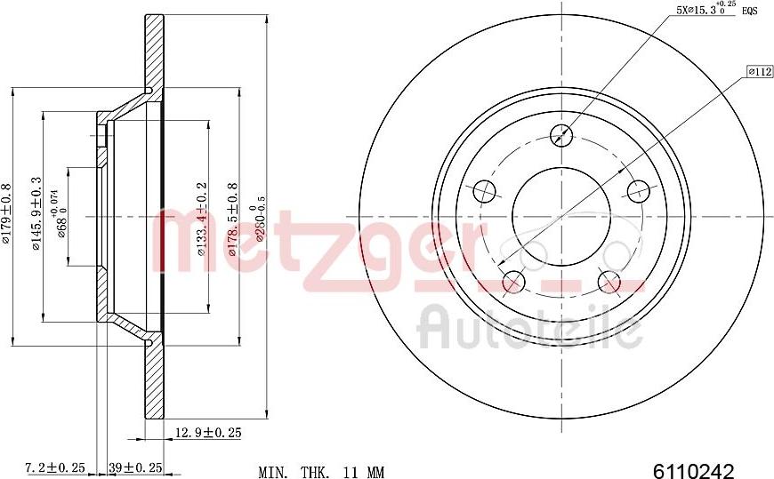 Metzger 6110242 - Тормозной диск autosila-amz.com