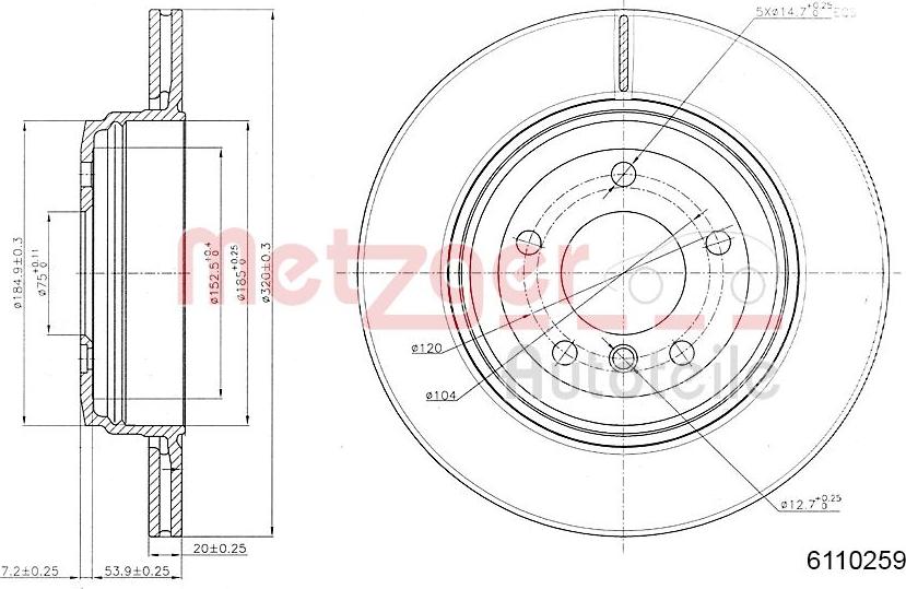 Metzger 6110259 - Тормозной диск autosila-amz.com