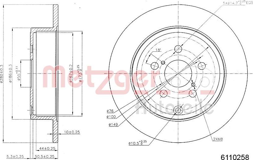 Metzger 6110258 - Тормозной диск autosila-amz.com