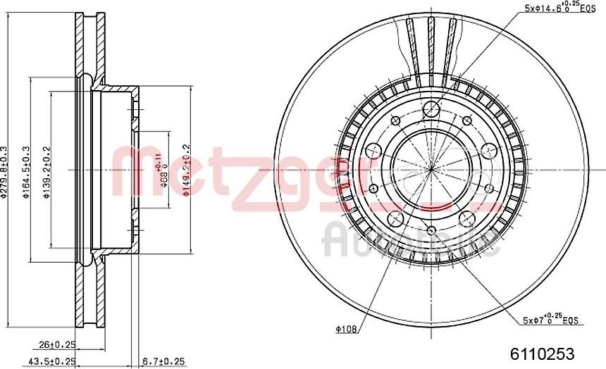 Metzger 6110253 - Тормозной диск autosila-amz.com