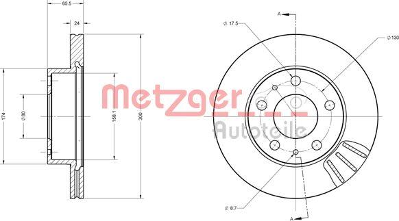 Metzger 6110252 - Тормозной диск autosila-amz.com