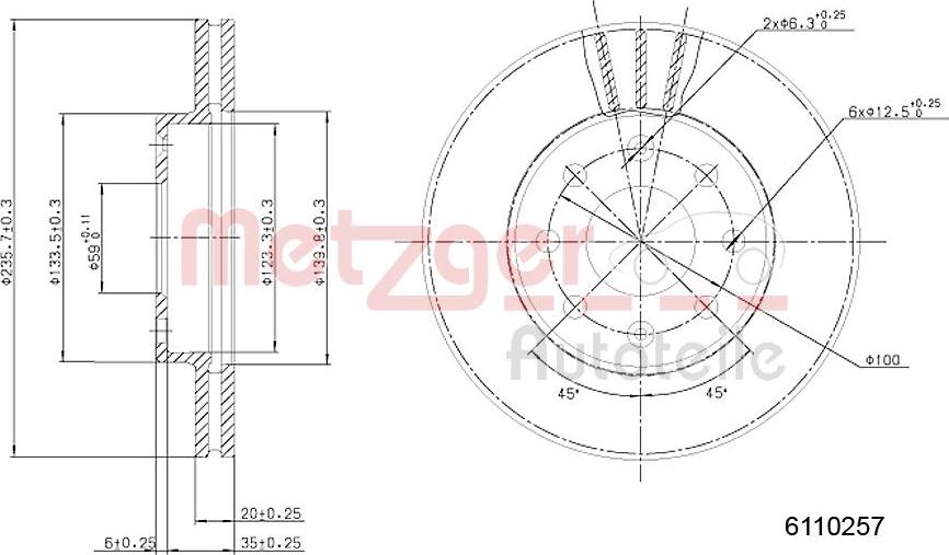 Metzger 6110257 - Тормозной диск autosila-amz.com