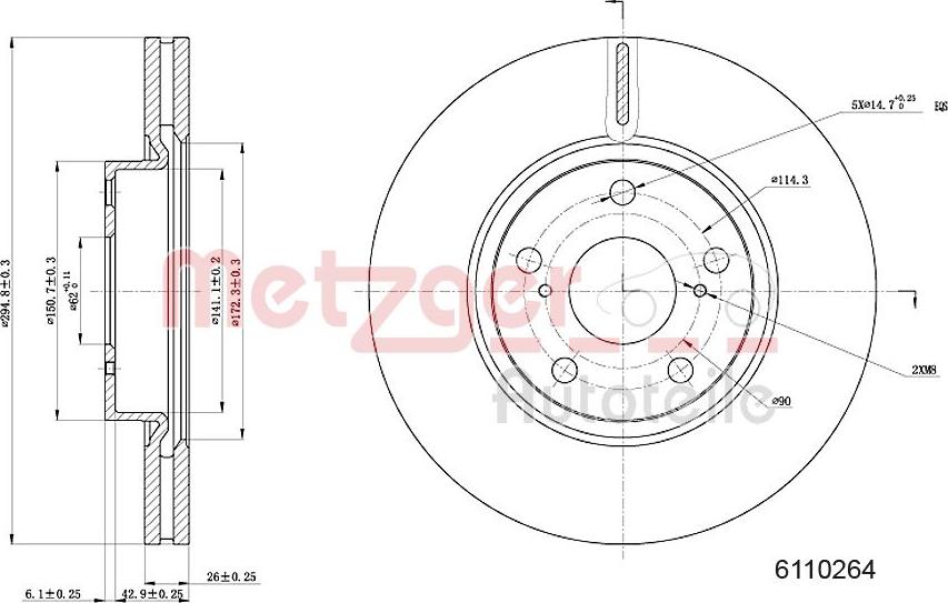 Metzger 6110264 - Тормозной диск autosila-amz.com