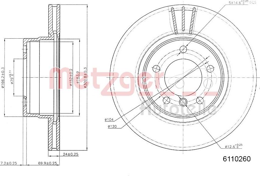 Metzger 6110260 - Тормозной диск autosila-amz.com