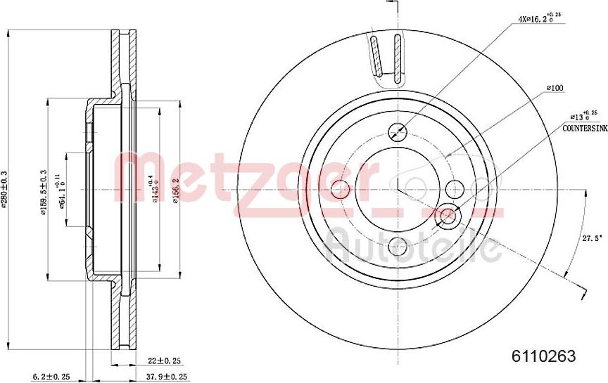 Metzger 6110263 - Тормозной диск autosila-amz.com